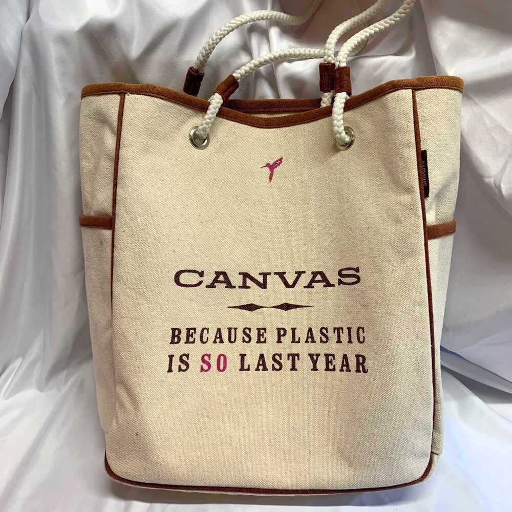 Papyrus Hummingbird Brand Canvas Tote Bag Because Plastic Is So Last Year